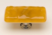 Sietto LK-202-PC, Glacier Marigold Long Glass Knob, Length 2in, Polished Chrome