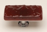 Sietto LK-203-PC, Glacier Garnet Red Long Glass Knob, Length 2in, Polished Chrome