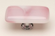 Sietto LK-302-PC, Cirrus Pink Long Glass Knob, Length 2in, Polished Chrome