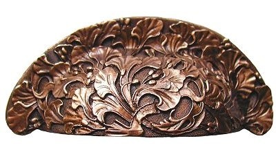 Notting Hill NHBP-802-AC, Florid Leaves Bin Pull in Antique Copper, Floral