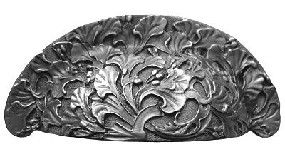 Notting Hill NHBP-802-AP, Florid Leaves Bin Pull in Antique Pewter, Floral