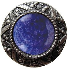 Notting Hill NHK-124-AP-BS, Victorian Jewel Knob in Antique Pewter/Blue Sodalite Natural Stone, Jewel