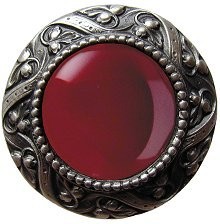 Notting Hill NHK-124-AP-RC, Victorian Jewel Knob in Antique Pewter/Red Carnelian Natural Stone, Jewel