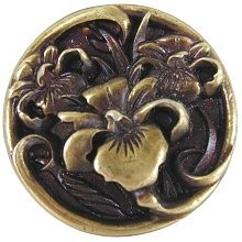 Notting Hill NHK-128-AB, River Irises Knob in Antique Brass, Floral