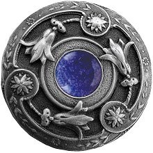 Notting Hill NHK-161-AP-BS, Jeweled Lily Knob in Antique Pewter/Blue Sodalite Natural Stone, Jewel