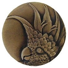 Notting Hill NHK-327-AB-R, Cockatoo Knob in Antique Brass (Large - Right Side), Tropical