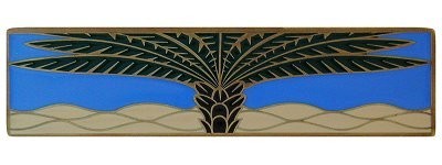 Notting Hill NHP-323-AB-C, Royal Palm Pull in Antique Brass/Periwinkle (Horizontal), Tropical
