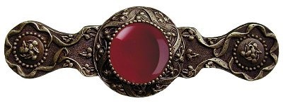 Notting Hill NHP-624-AB-RC, Victorian Jewel Pull in Antique Brass/Red Carnelian, Jewel