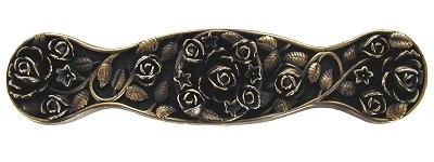 Notting Hill NHP-626-AB, Saratoga Rose Pull in Antique Brass, Floral