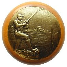 Notting Hill NHW-707M-AB, Catch Of The Day Wood Knob in Antique Brass /Maple Wood, Great Outdoors