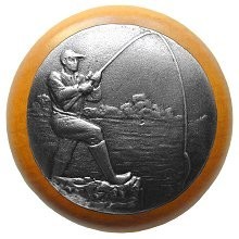 Notting Hill NHW-707M-AP, Catch Of The Day Wood Knob in Antique Pewter/Maple Wood, Great Outdoors