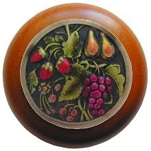 Notting Hill NHW-713C-BHT, Tuscan Bounty Wood Knob in Hand-Tinted Antique Brass/Cherry Wood, Tuscan