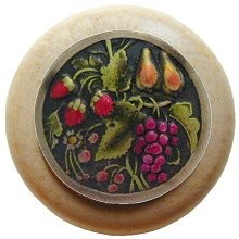Notting Hill NHW-713N-BHT, Tuscan Bounty Wood Knob in Hand-Tinted Antique Brass/Natural Wood, Tuscan