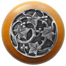 Notting Hill NHW-715M-AP, Ivy With Berries Wood Knob in Antique Pewter/Maple Wood, Leaves