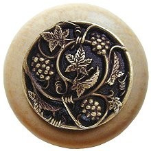 Notting Hill NHW-729N-AB, Grapevines Wood Knob in Antique Brass/Natural Wood, Tuscan