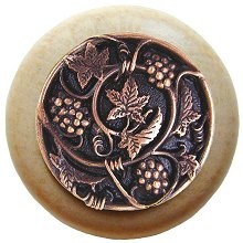 Notting Hill NHW-729N-AC, Grapevines Wood Knob in Antique Copper/Natural Wood, Tuscan