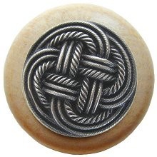 Notting Hill NHW-739N-AP, Classic Weave Wood Knob in Antique Pewter/Natural Wood, Classic