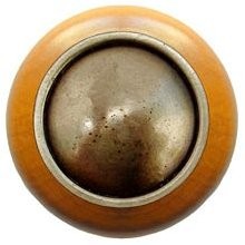 Notting Hill NHW-761M-AB, Plain Dome Wood Knob in Antique Brass/Maple Wood, Classic