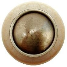Notting Hill NHW-761N-AB, Plain Dome Wood Knob in Antique Brass/Natural Wood, Classic