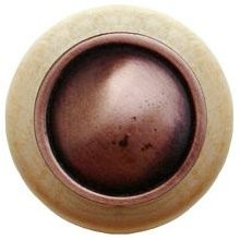 Notting Hill NHW-761N-AC, Plain Dome Wood Knob in Antique Copper/Natural Wood, Classic
