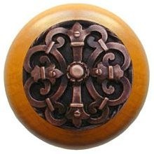 Notting Hill NHW-776M-AC, Chateau Wood Knob in Antique Copper/Maple Wood, Olde World
