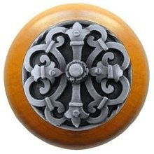 Notting Hill NHW-776M-AP, Chateau Wood Knob in Antique Pewter/Maple Wood, Olde World