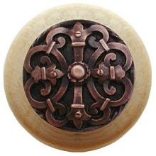 Notting Hill NHW-776N-AC, Chateau Wood Knob in Antique Copper/Natural Wood, Olde World