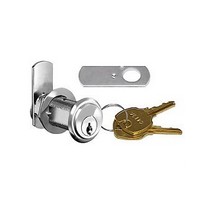 CompX C8103-103-26D, Pin Tumbler Cam Lock, 90-Degree Cam Turn, Lipped/Overlay, Cylinder 1-3/16, Max Material 7/8, Keyed #103, Satin Chrome