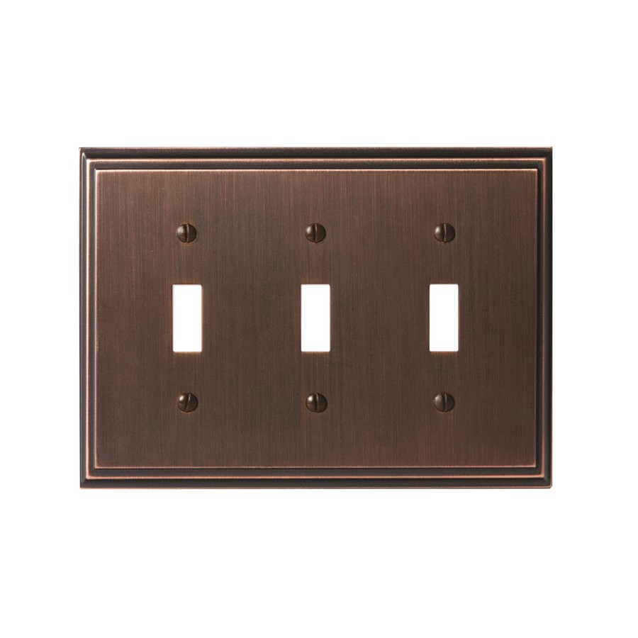 Mulholland Triple Toggle Wall Plate 4-15/16" Wide Oil Rubbed Bronze Amerock BP36516ORB