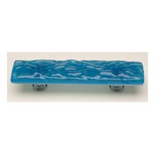 Sietto P-220-PC, Glacier Turquoise Glass Pull, Centers 3in, Polished Chrome