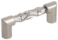 Liberty Hardware P16310C-116-C Crystal Lace Bar Handle 3-3/4" (96mm) Centers, Satin Nickel &amp; Clear, 3-3/4" (96mm) Long