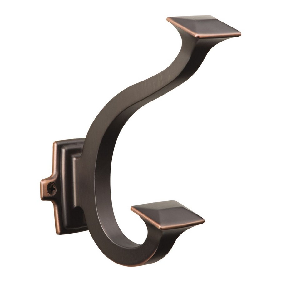 5" Bungalow Double Coat Hook Oil Rubbed Bronze Highlighted Hickory Hardware P2155-OBH