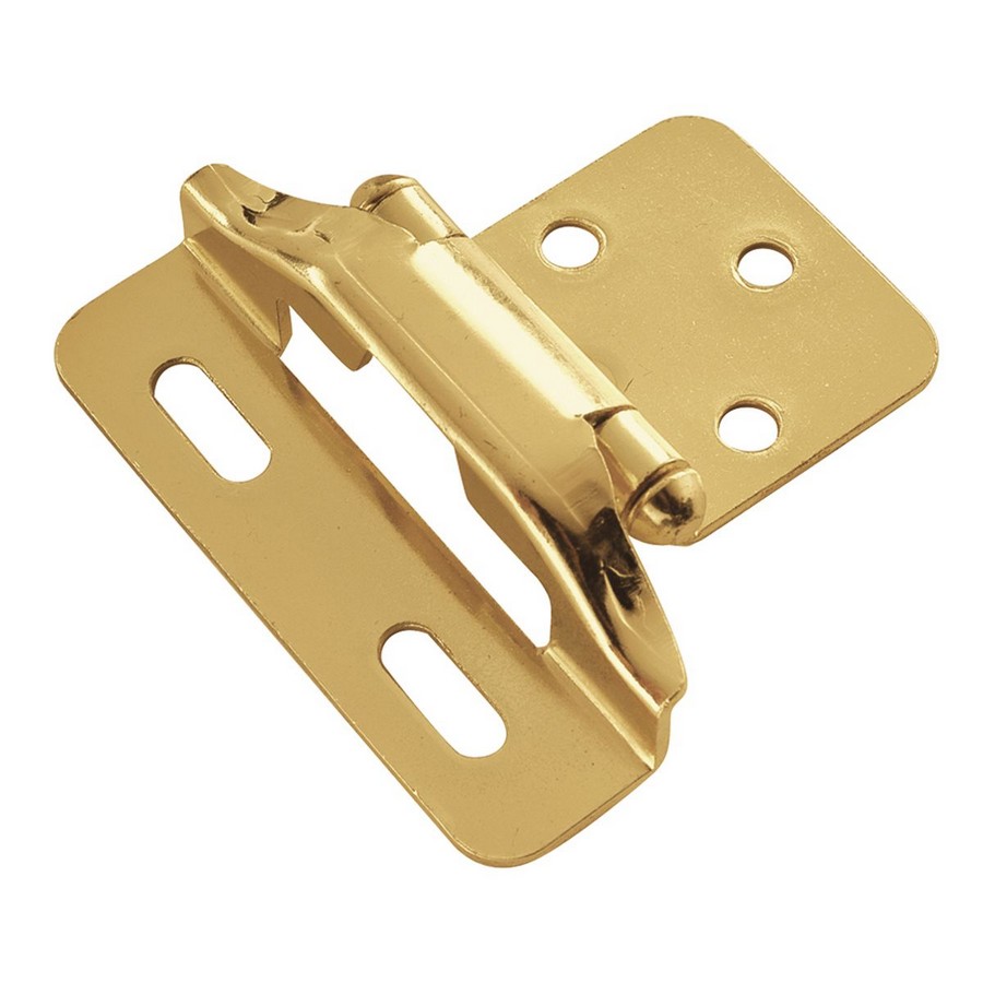 1/4" Overlay Partial Wrap Self-Closing Hinge Polished Brass Hickory Hardware P60010F-3