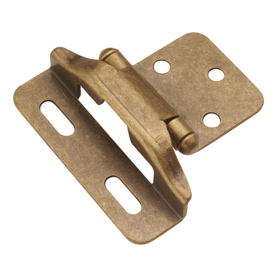1/4" Overlay Partial Wrap Self-Closing Hinge Antique Brass Hickory Hardware P60010F-AB
