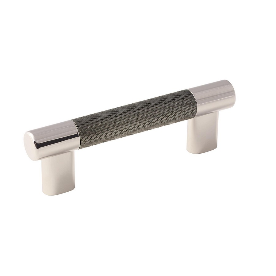 Esquire Pull 3" and 96mm Center to Center Polished Nickel/Gunmetal Amerock BP36557PNGM