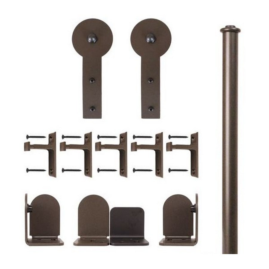 72" Round Stick Complete Rolling Door Hardware Kit with Long Brackets Oil Rubbed Bronze CSH QG.1300.RS.07