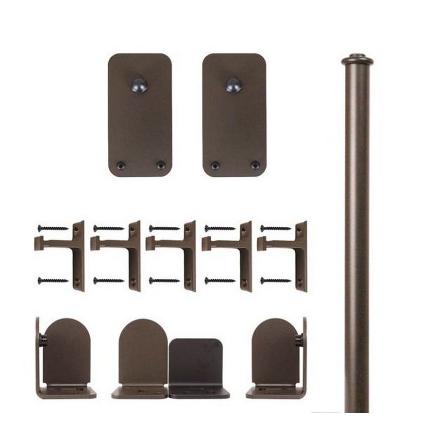 72" Basic Rectangle Complete Rolling Door Hardware Kit with Short Brackets Oil Rubbed Brone CSH QG.1310.BR.07