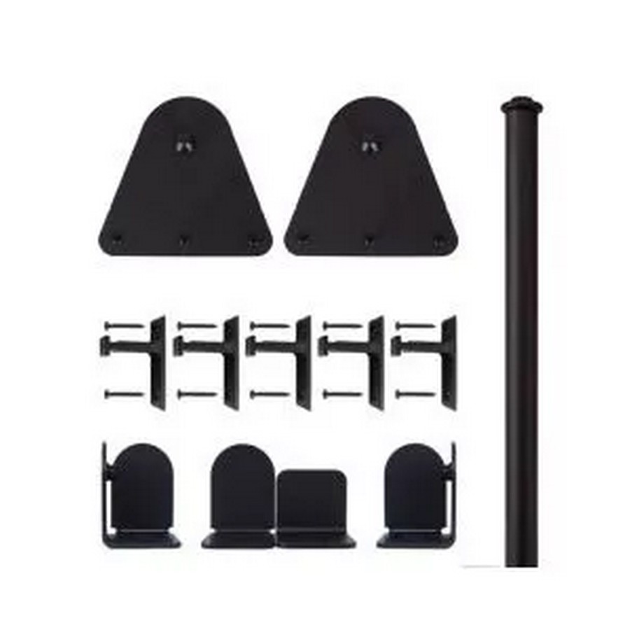 72" Triangle Complete Rolling Door Hardware Kit with Short Brackets Black CSH QG.1310.T.08