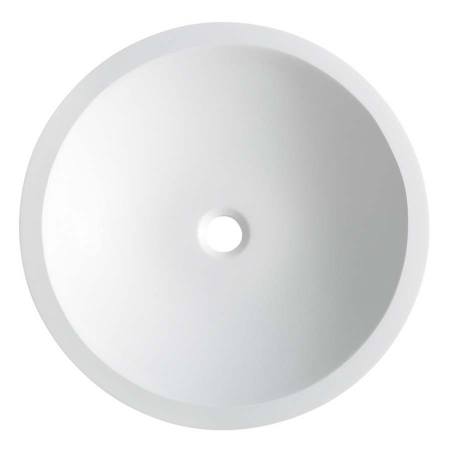 19-1/4" Quattro Circular Acrylic Vessel Bathroom Sink Matte White Karran QM162WH