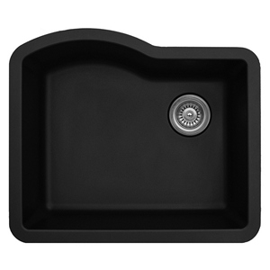 24" Undermount Single Bowl Quartz Kitchen Sink Black Karran QU-671-BL
