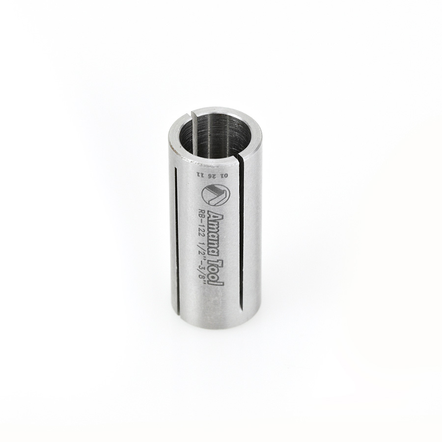 High Precision Steel Router Collet Reducer 1/2" Overall Dia x 3/8" Inner Dia x 1-3/16" Long Amana Tool RB-122