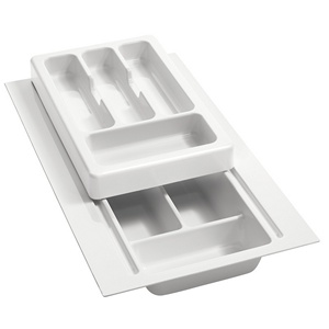 Plastic Cutlery Drawer Insert 8-3/4" to 11-3/4" W Glossy White Rev-A-Shelf RT 10-4F