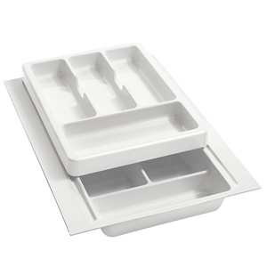 Plastic Cutlery Drawer Insert 11-3/4" to 14-1/2" W Glossy White Rev-A-Shelf RT 12-4F