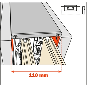 Salice Pocket Door Lateral Kit 110mm for Cabinet Depth 400-650mm, YE55KIT0003