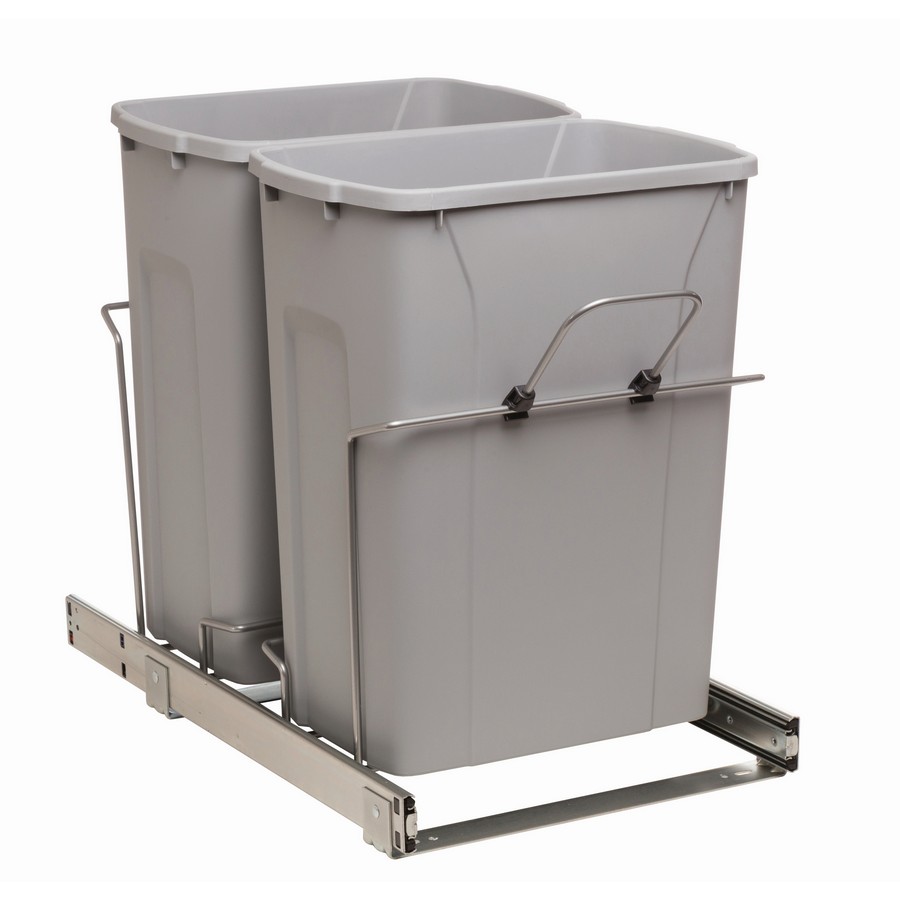 Simply Put Double 35 Quart Bottom Mount Waste Container with Soft-Close Platinum Knape and Vogt SP-BSC15-2-35-P