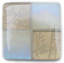 Glace Yar SQ-401AB1, Square 1in Lng Glass Knob, 4 Tiles, Beige &amp; Light Champagne Fern Textured, Beige Grout, Antique Brass