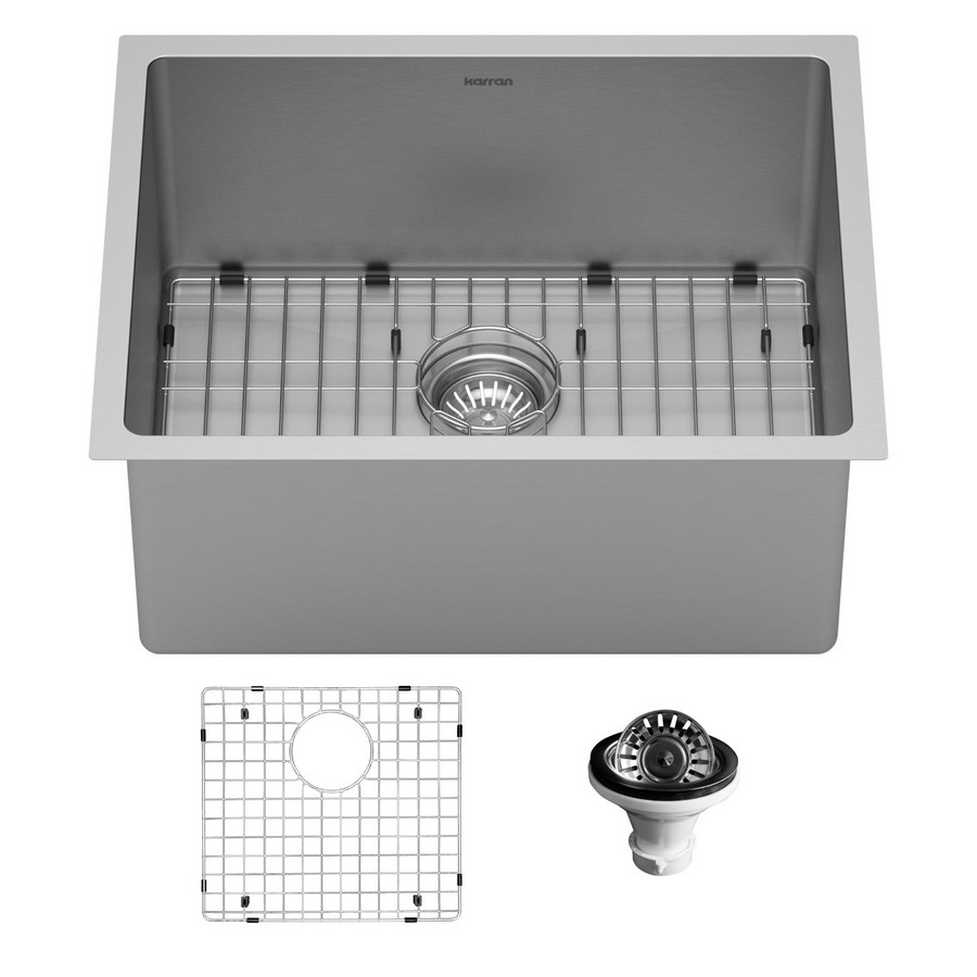 Select 21" Undermount Single Bowl Kitchen Sink Kit 16 Gauge Stainless Steel Karran SU73-PK1