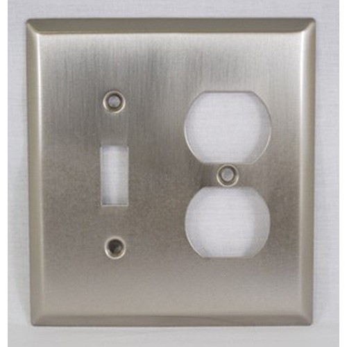 WE Preferred SZBH17-SN, Combo Switch/Outlet Plate, Satin Nickel, Builders Hardware Collection