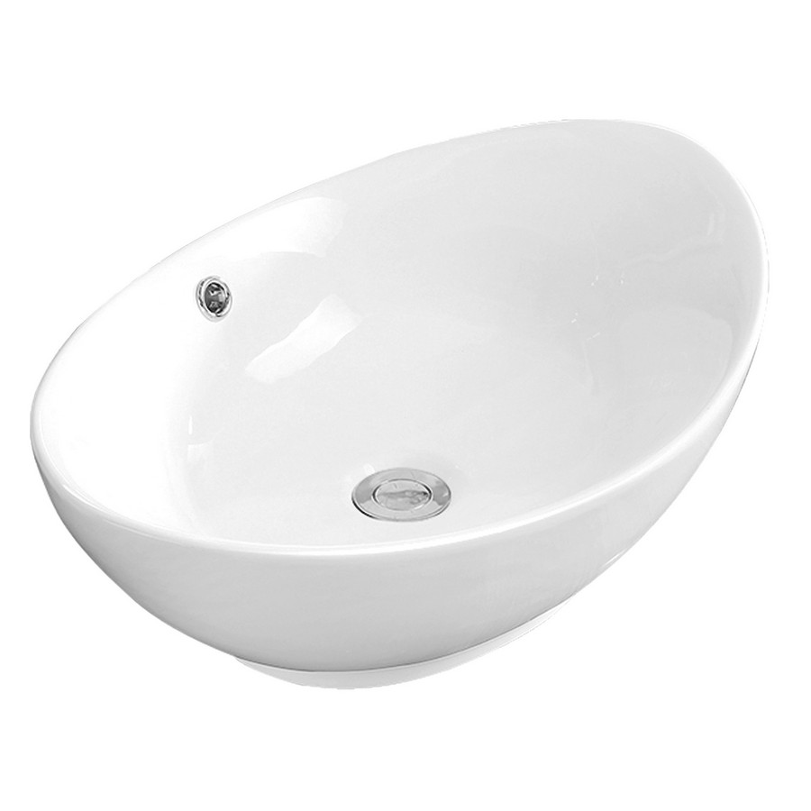 23" Valera Above-Counter Vitreous China Bathroom Vessel Sink with Overflow Drain Karran VC-301-WH