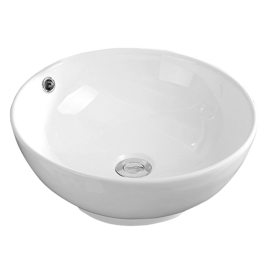 17" Valera Above-Counter Vitreous China Bathroom Vessel Sink with Overflow Drain White Karran VC-410-WH
